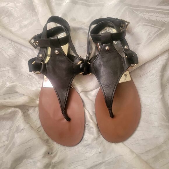 Vince Camuto Adalina Black Leather Zipper Back Size 38.5 M8 - Picture 3 of 7